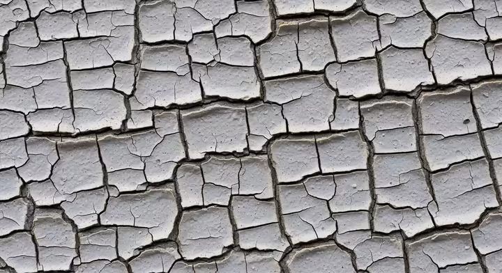 A close-up of a painted surface showing the characteristic alligatoring pattern of failing lead paint.